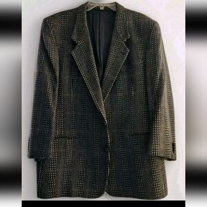 Men's Antonio Parillo (46R) B&W 100% Wool Tweed Two Button Blazer Sport Coat